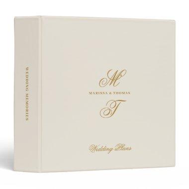 Script Ivory Gold Wedding Plans Monogram Planners 3 Ring Binder