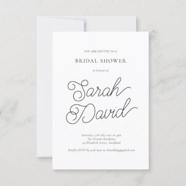 Script Minimalist Bridal Shower Invitations