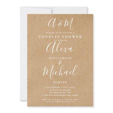 Script Monogram Kraft Couples Wedding Shower
