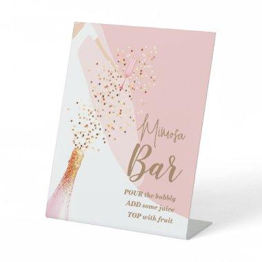 Script Rose Quartz Bridal Shower Mimosa Bar Pedestal Sign