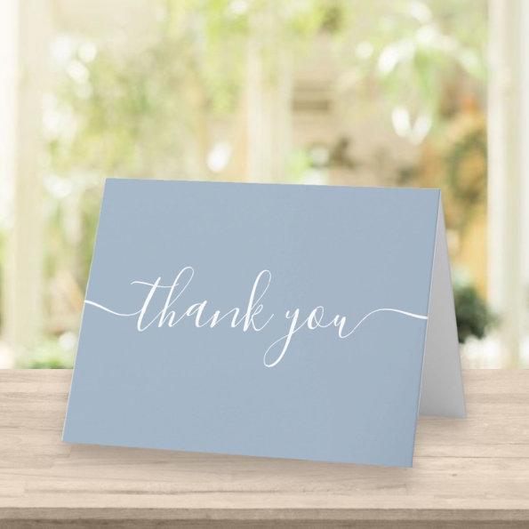 Script Simple Modern Elegant Dusty Blue Thank You Invitations