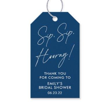 Script Sip Sip Hooray Navy Blue  Wine Gift Tags