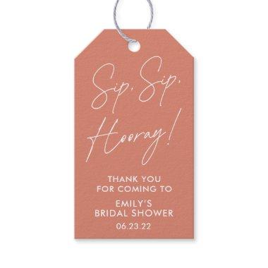 Script Sip Sip Hooray Sunset Bridal Shower Wine Gift Tags