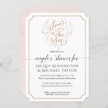 Script Typography Love in Air Gold Couples Shower Invitations