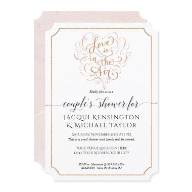 Script Typography Love in Air Gold Couples Shower Invitations