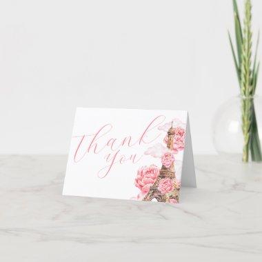 Scripted Pink Paris Bridal Shower Thank You Invitations
