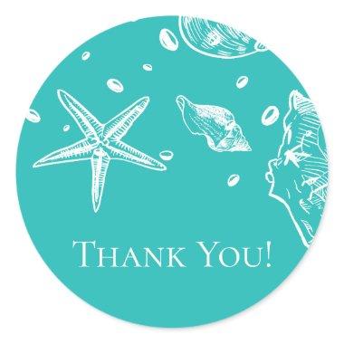 Sea Shells Bridal Shower Thank You Favor Sticker