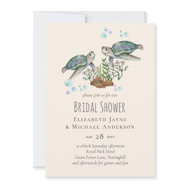 Sea Turtles Beach Bridal Shower Ocean Invitations