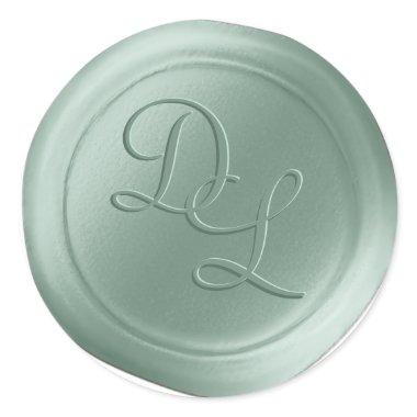 Seafoam Green 2 Letter Monogram Wax Seal Stickers