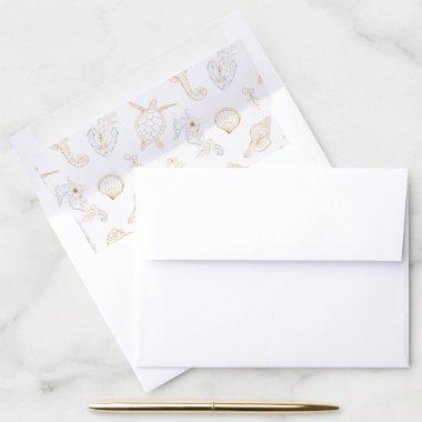 Seahorse Turtle Seashell Beach House Lakeside Boho Envelope Liner