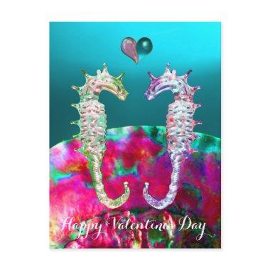 SEAHORSES IN LOVE,BLUE PINK NACRE,Valentine's Day Holiday PostInvitations