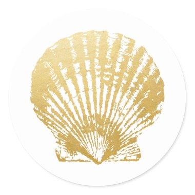 Seashell Beach Wedding Favor & Invitations Stickers