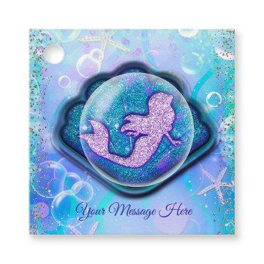 Seashell Fit for a Mermaid Glitter Birthday Party Favor Tags