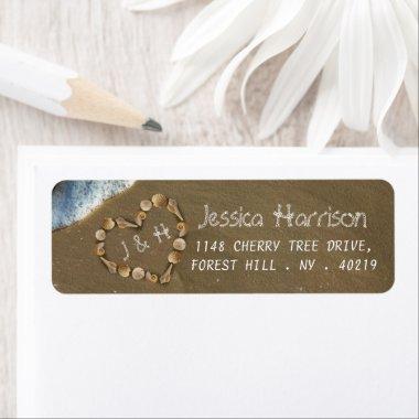 Seashell Heart Beach Bridal Shower Label