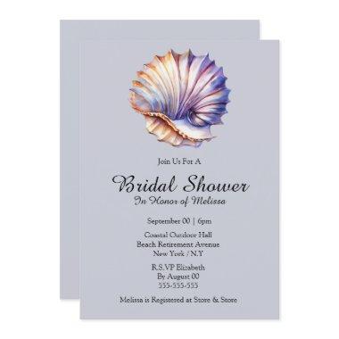 Seashell nautical beach  dusty blue