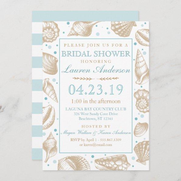Seashell Nautical Beach Wedding | Bridal Shower Invitations
