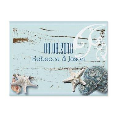 SeaShells Beach Wedding save the date Announcement PostInvitations