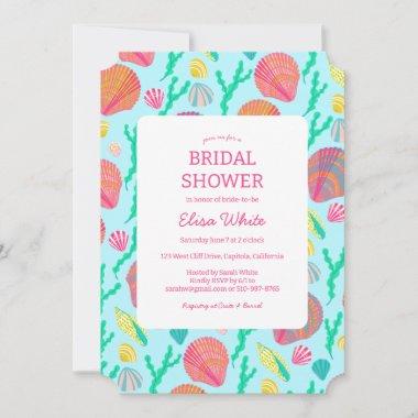 Seashells Bridal Shower Elegant Colorful CUSTOM Invitations
