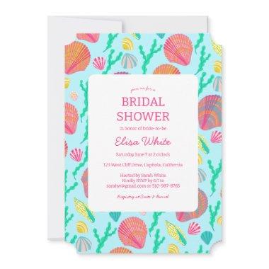 Seashells Bridal Shower Elegant Colorful CUSTOM Invitations