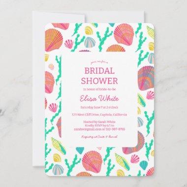 Seashells Bridal Shower Elegant Colorful CUSTOM Invitations