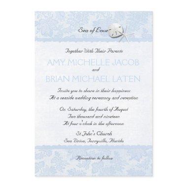 Seashells Pale Blue Floral Lace Beach Wedding