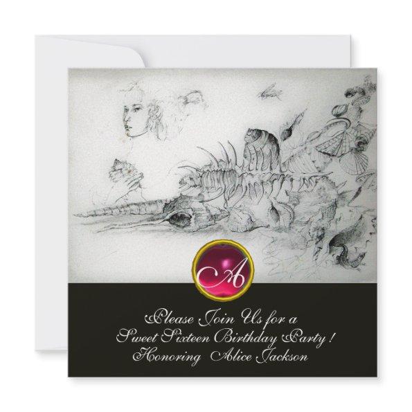 SEASHELLS SWEET SIXTEEN PARTY,Ruby Monogram Ice