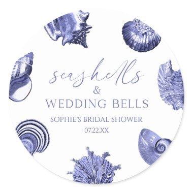 Seashells & Wedding Bells Elegant  Classic Round Sticker