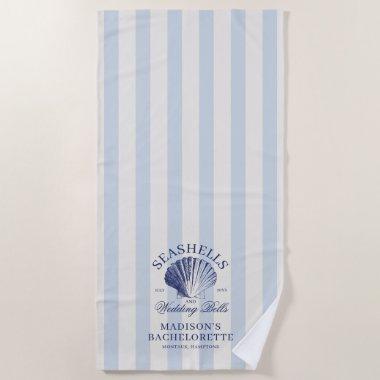Seashells & Wedding Bells Striped Bachelorette Beach Towel