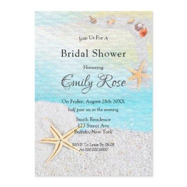 Seaside Beach White Sand Bridal Shower Invitations