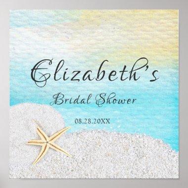 Seaside Beach White Sand Bridal Shower Wedding Poster