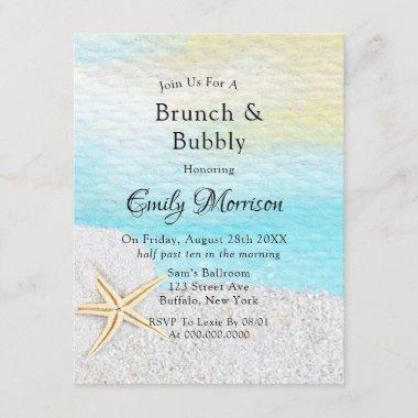 Seaside Beach White Sand Brunch and Bubbly Invitations