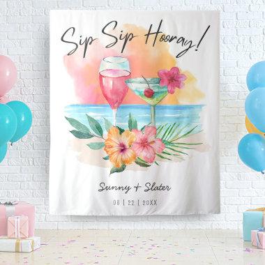 Seaside Sippin' | Tropical Beach Cocktails Shower Tapestry