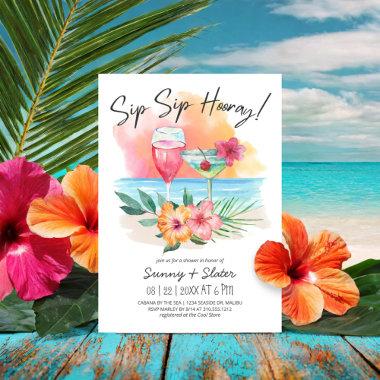 Seaside Sippin' | Tropical Sip Sip Hooray Shower Invitations