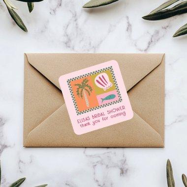 Seaside Soiree  Modern Cute CUSTOM Square Sticker