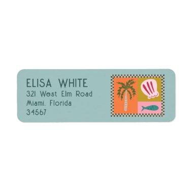 Seaside Soiree Palm Tree Shells Modern Cute CUSTOM Label