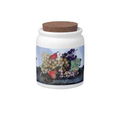SEASON'S FRUITS ,GRAPES, GRAPE VINES AND PEARS CANDY JAR