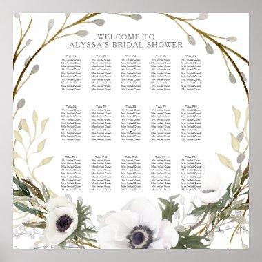 Seating Chart Elegant White Anemone Willow Floral