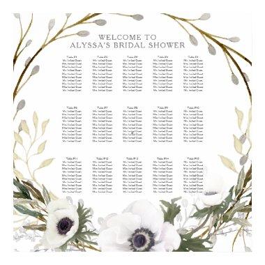 Seating Chart Elegant White Anemone Willow Floral