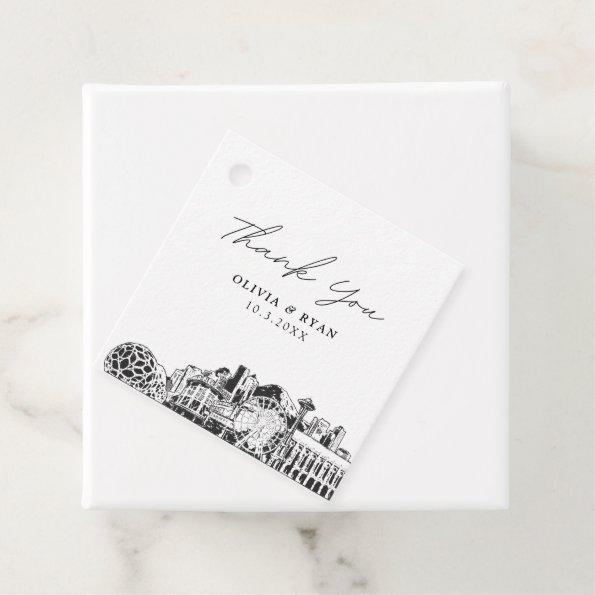 Seattle Skyline Sketch Wedding Modern Favor Tag