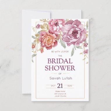 Semi Gloss Paper Flower Bridal Shower Invitations