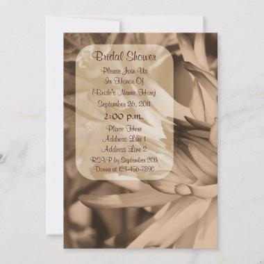 Sepia Dahlia Flower Bridal Shower Invite