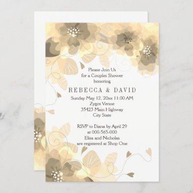 Sepia flowers floral fall wedding couples shower Invitations