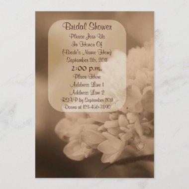 Sepia Hydrangea Flower Bridal Shower Invite