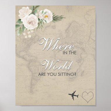 Sepia Map Bridal Shower Seating Sign