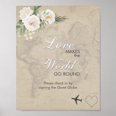 Sepia Map Bridal Shower Travel theme Sign in