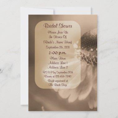 Sepia Zinnia Flower Bridal Shower Invite