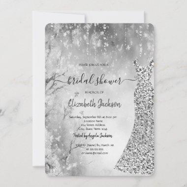 Sequins Dress Winter Landscape Bridal Shower Invitations