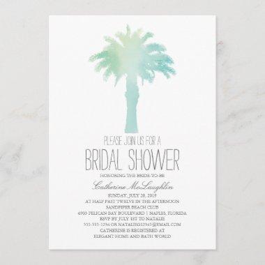 Serene Palm Tree Watercolor | Bridal Shower Invitations