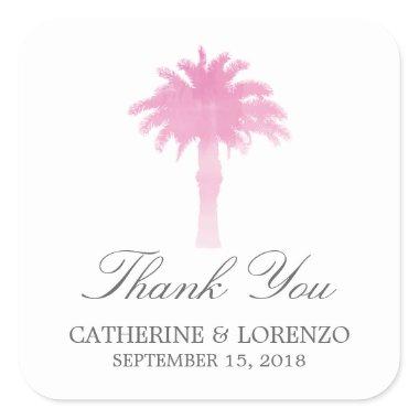 Serene Palm Tree Watercolor | Thank You Square Sticker
