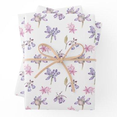 Set of 3 Pretty English Wildflower Garden Gift Wrapping Paper Sheets
